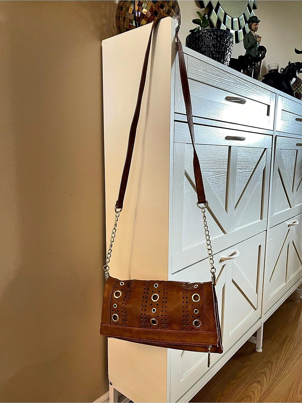Steve Madden Brown Eyelet Crossbody Bag